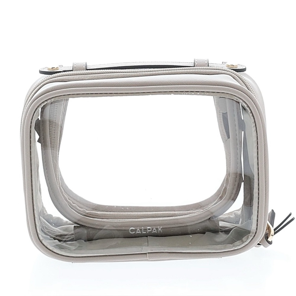 Calpak Small Clear Cosmetics Case in Stone - used once